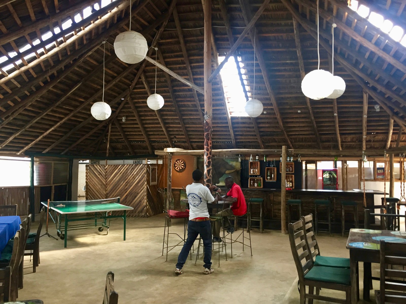 Pool table and recreation area at the Arusha lodge